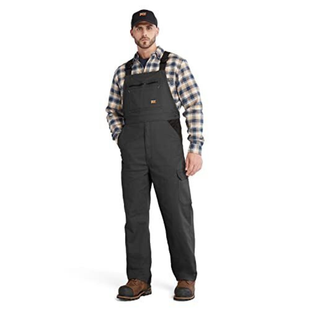 Timberland PRO Men's Ironhide Flex Bib Overalls, Jet Black, X-Large Regular